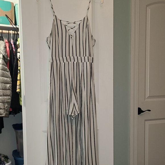 Impeccable Pig black & white Striped Maxi Romper Jumpsuit - Picture 5 of 17
